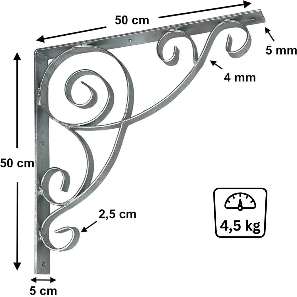 DanDiBo Konsole 50x50 cm Kopfbänder Schmiedeeisen 96420 Metall Feuerverzinkt Winkelverbinder Winkelk