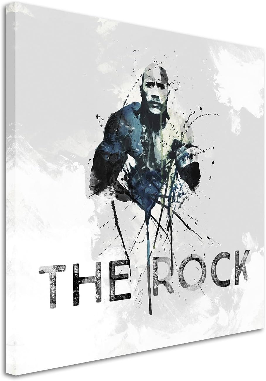 Paul Sinus Art Dwayne Johnson 60x60cm Keilrahmenbild Kunstbild Aquarell Art Wandbild auf Leinwand fe