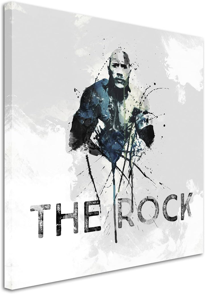 Paul Sinus Art Dwayne Johnson 60x60cm Keilrahmenbild Kunstbild Aquarell Art Wandbild auf Leinwand fe