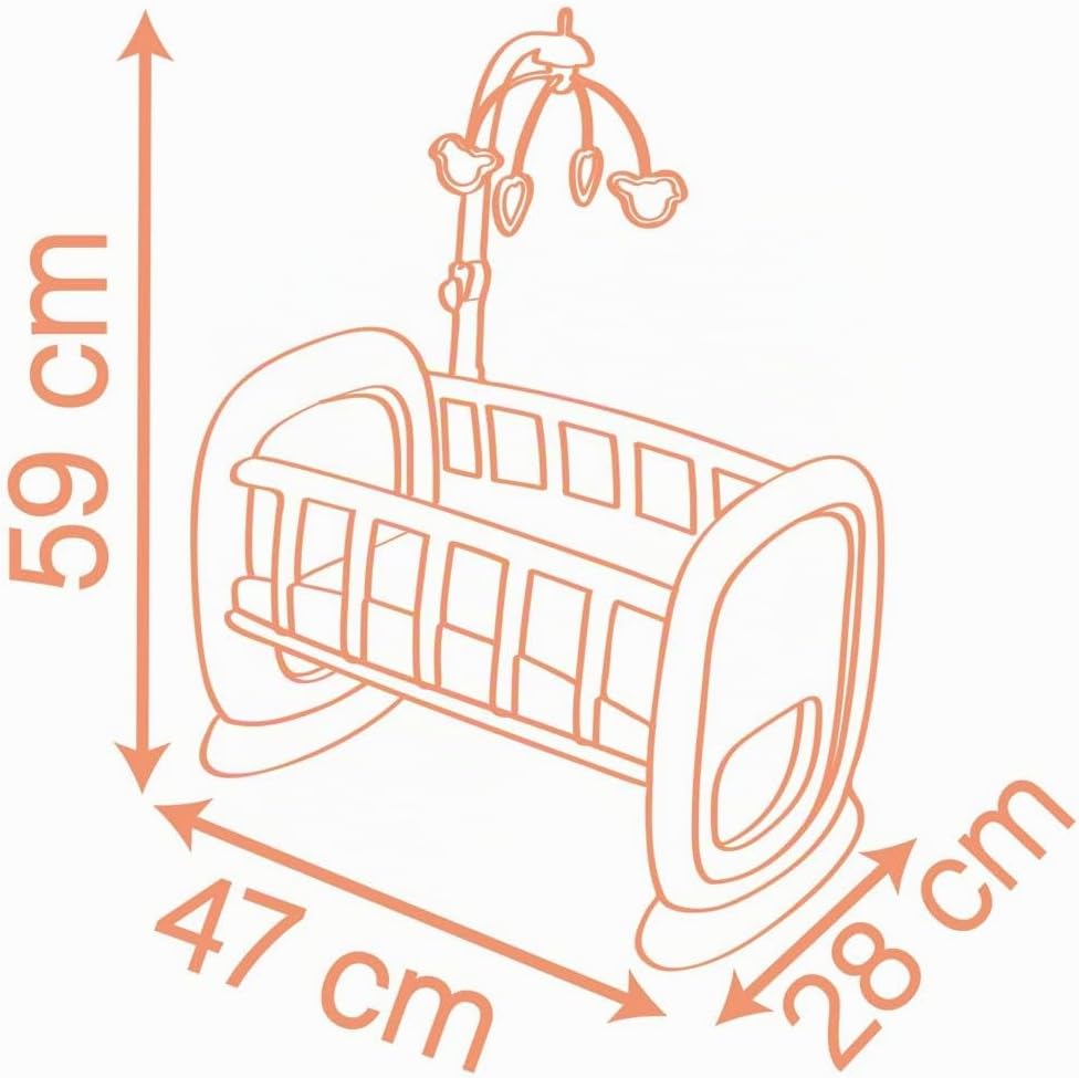 Smoby - Baby Nurse Puppenwiege mit Mobile - Puppenbett mit Wiegefunktion, für Puppen bis 42 cm (Nich