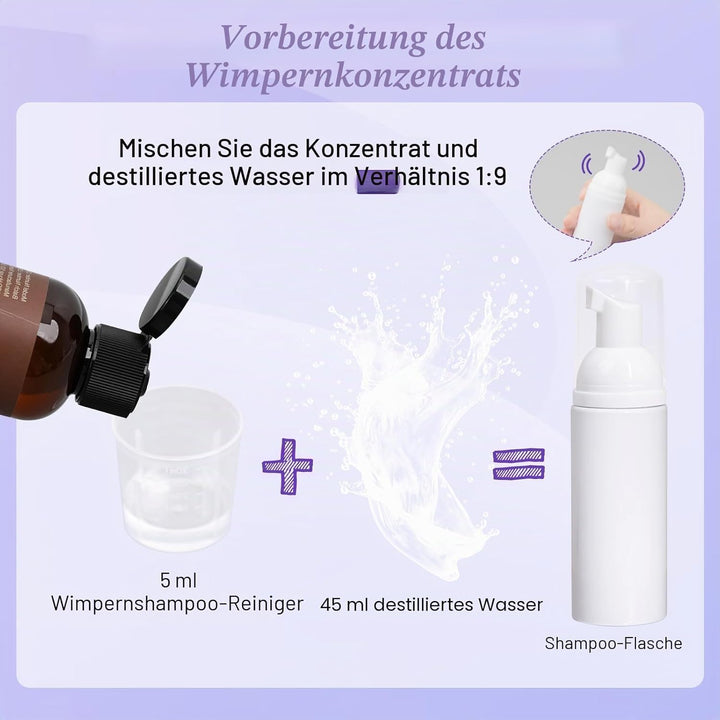 LZM Wimpernverlängerungsshampoo Konzentrat - Reinigungskonzentrat für Wimpernverlängerungen mit Bürs