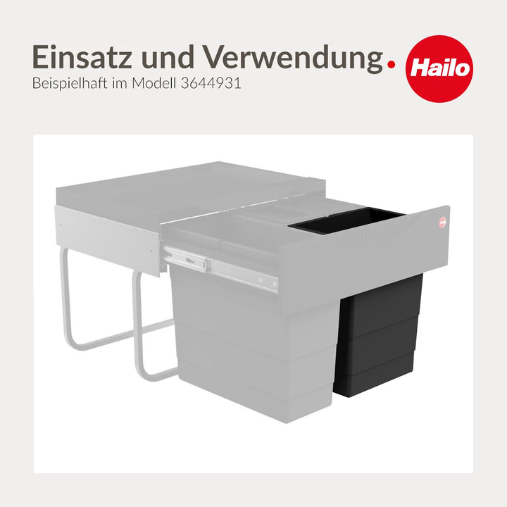 Hailo Inneneimer | Modell 1225959 | Schwarz | 8 Liter Fassungsvermögen | Masse: 226 x 156 x 295 mm |