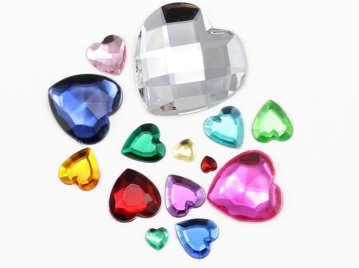 Allstarco 60mm (2-3/8") Gross Kristallklar, Herz Acryl-Schmucksteine, 2 Stk. | Strasssteine mit flac
