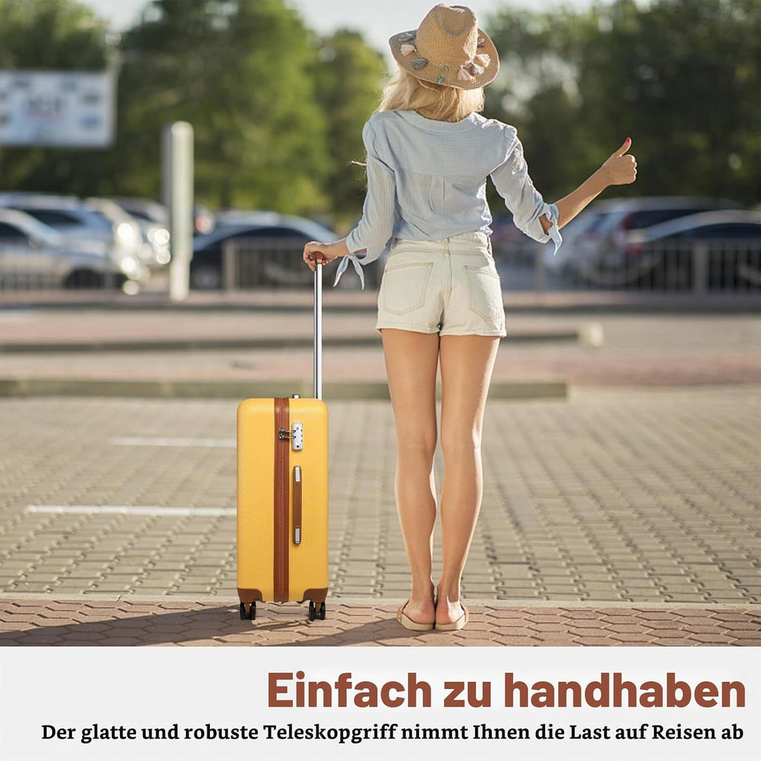 KONO Koffer Trolley Gross Hartschalenkoffer Reisekofferset Koffer Kofferset Gepäck Rollkoffer Schlos