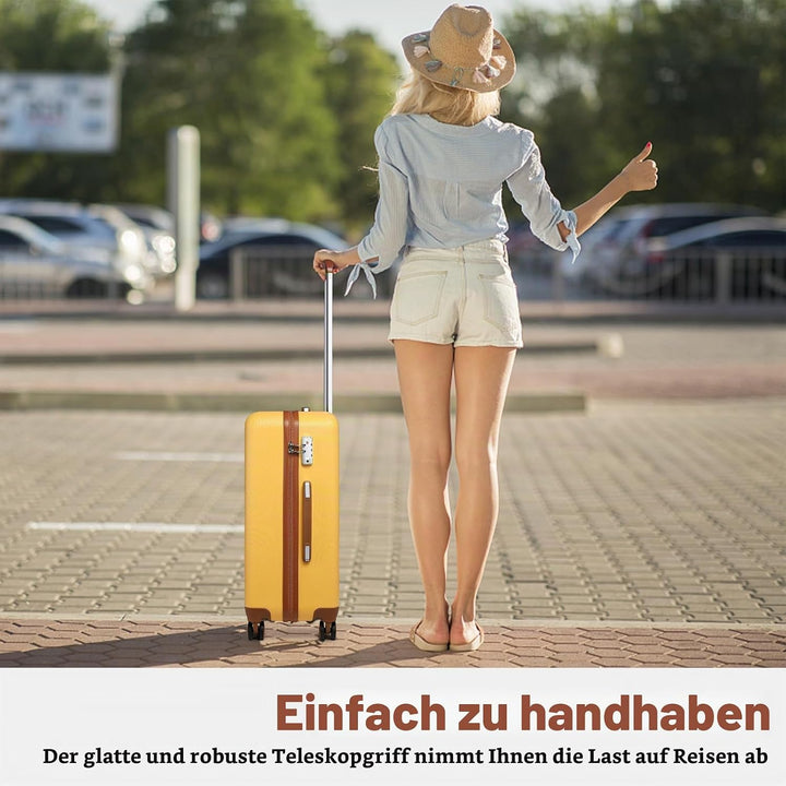KONO Koffer Trolley Gross Hartschalenkoffer Reisekofferset Koffer Kofferset Gepäck Rollkoffer Schlos