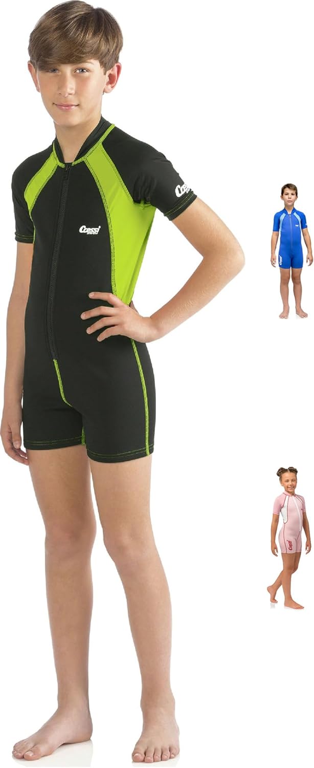 Cressi Kid Shorty Wetsuit 1.5 mm - Shorty Neoprenanzug für Kinder Ultra Stretch Neopren Schwarz/Lime