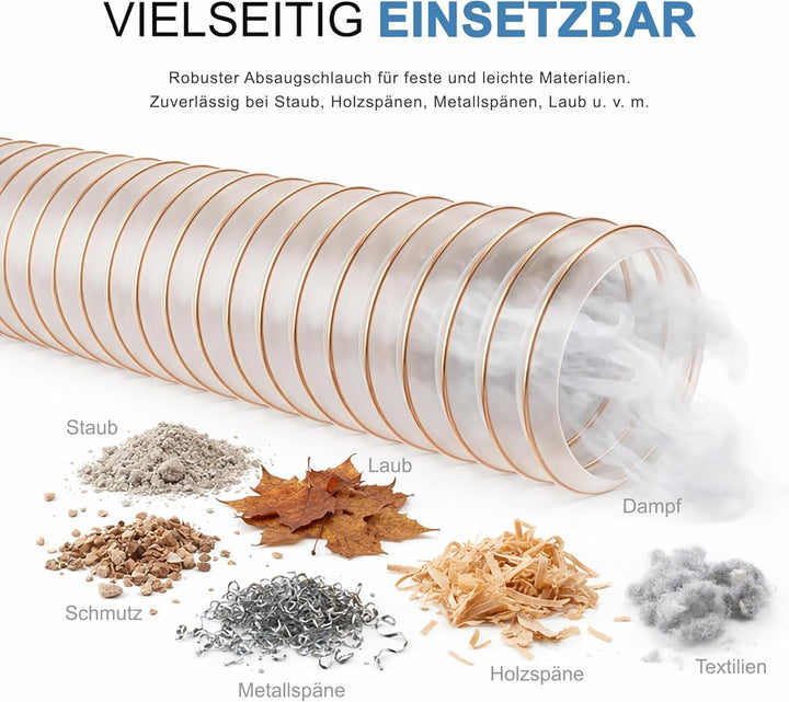 AWM Absaugschlauch Ø 120 mm transparent 0,4 mm Absauganlage Spiralschlauch schwer entflammbar Flexsc