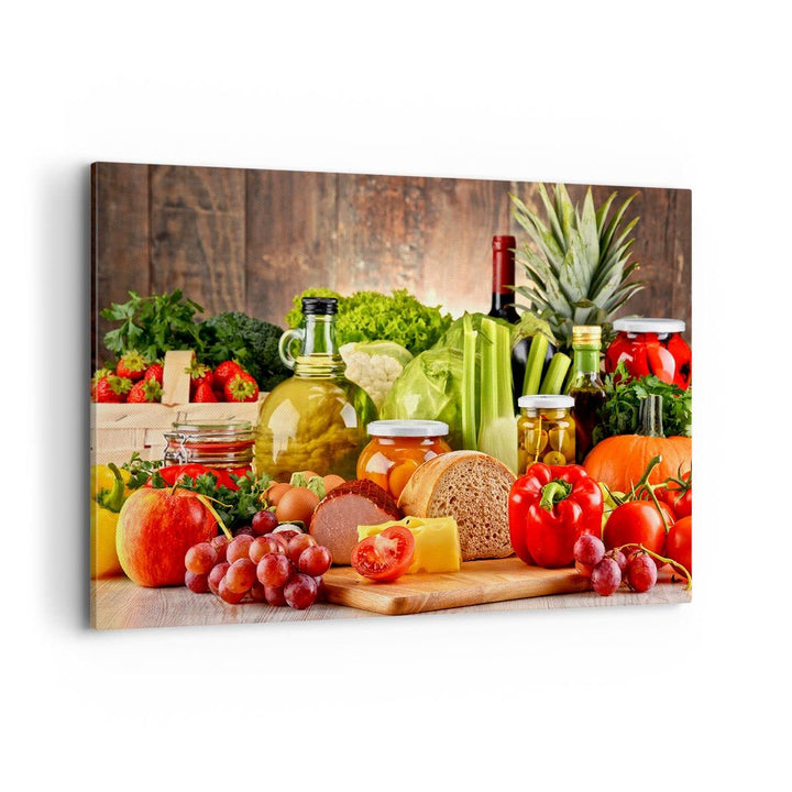 Bilder auf Leinwand 100x70cm Leinwandbild Lebensmittel Gemüse Brokkoli Fleisch Gross Wanddeko Bild S