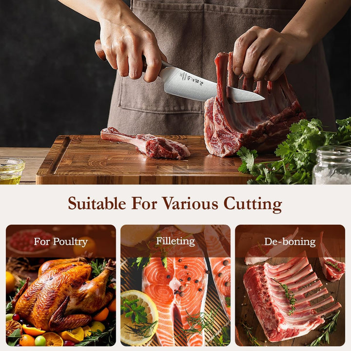 HEZHEN Ausbeinmesser German 1.4116 Stahl, Profi Filiermesser Fisch und Fleisch Küchenmesser，Ultrasch