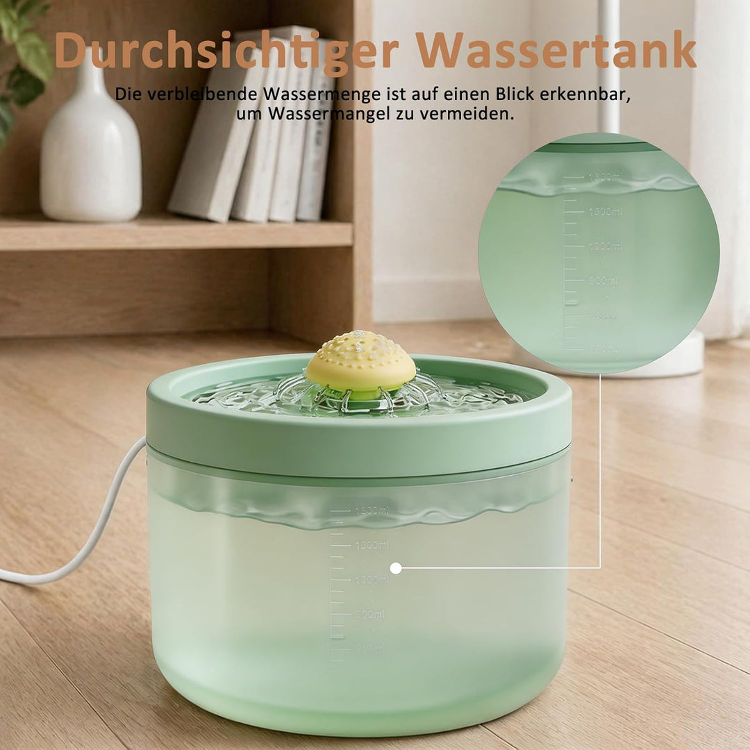 Kompakter Leiser Katzenbrunnen 1,8L Mehrschichtfilter Zirkulation Gruen, Gruen
