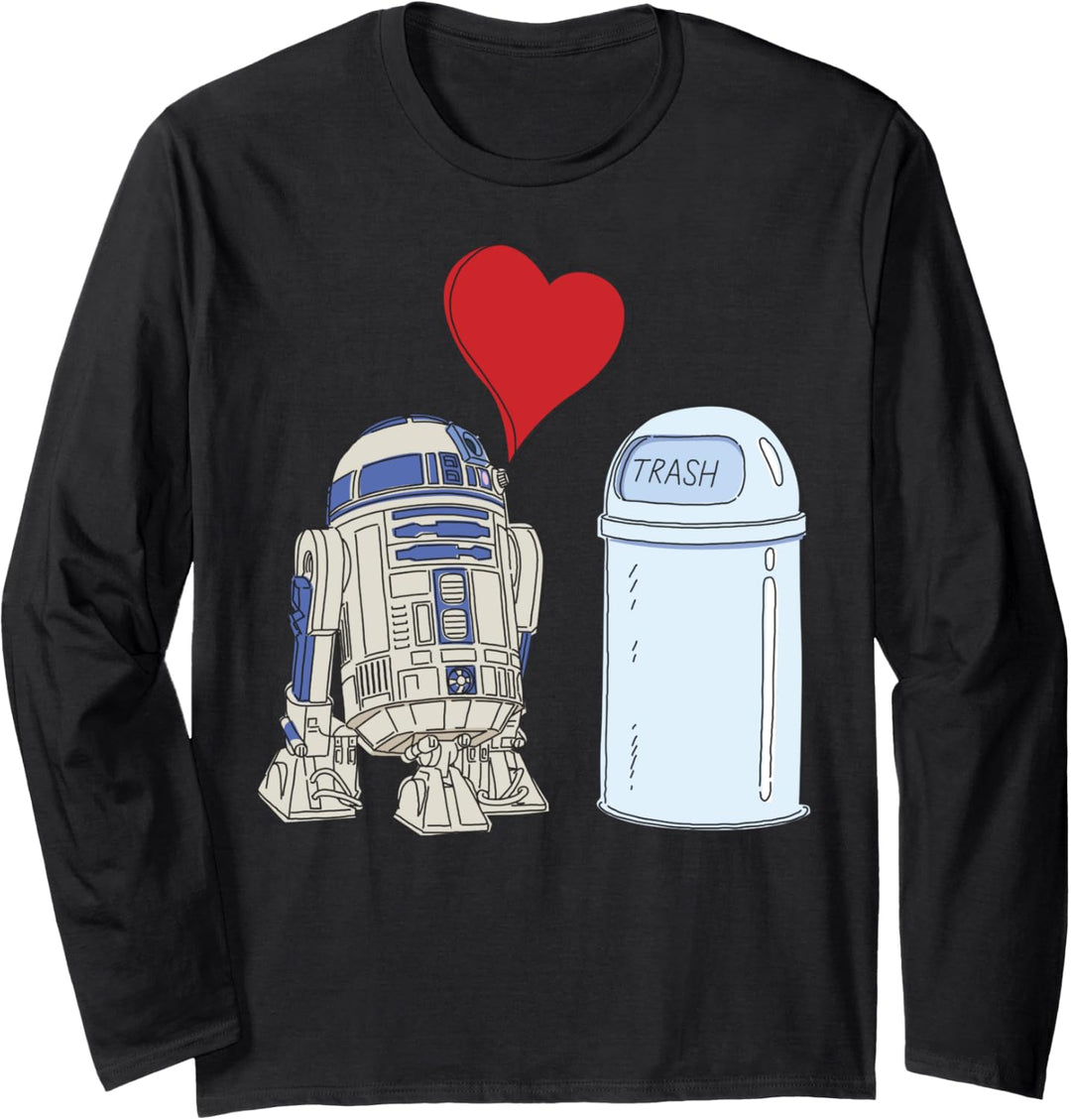 Star Wars R2-D2 Loves Trash Can Langarmshirt