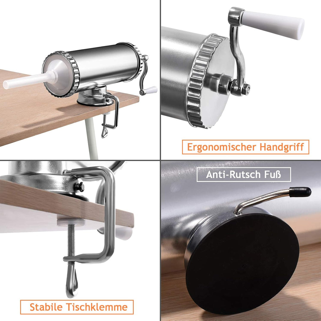 DREAMADE Wurstfüller 3L, Wurstmaschine, Manuelle Wurstfüllmaschine, Wurstspritze Wurstpresse inkl. 3