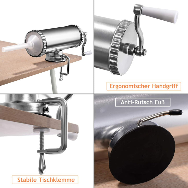 DREAMADE Wurstfüller 3L, Wurstmaschine, Manuelle Wurstfüllmaschine, Wurstspritze Wurstpresse inkl. 3