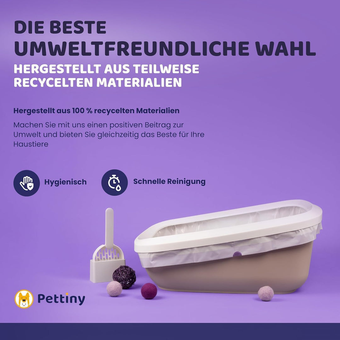 Pettiny Jumbo Katzentoilettenbeutel mit Zugbändern – 20er Pack Kratzfeste Tüten für Riesige Katzento