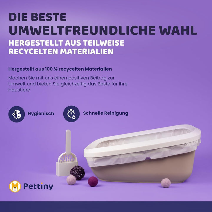 Pettiny Jumbo Katzentoilettenbeutel mit Zugbändern – 20er Pack Kratzfeste Tüten für Riesige Katzento