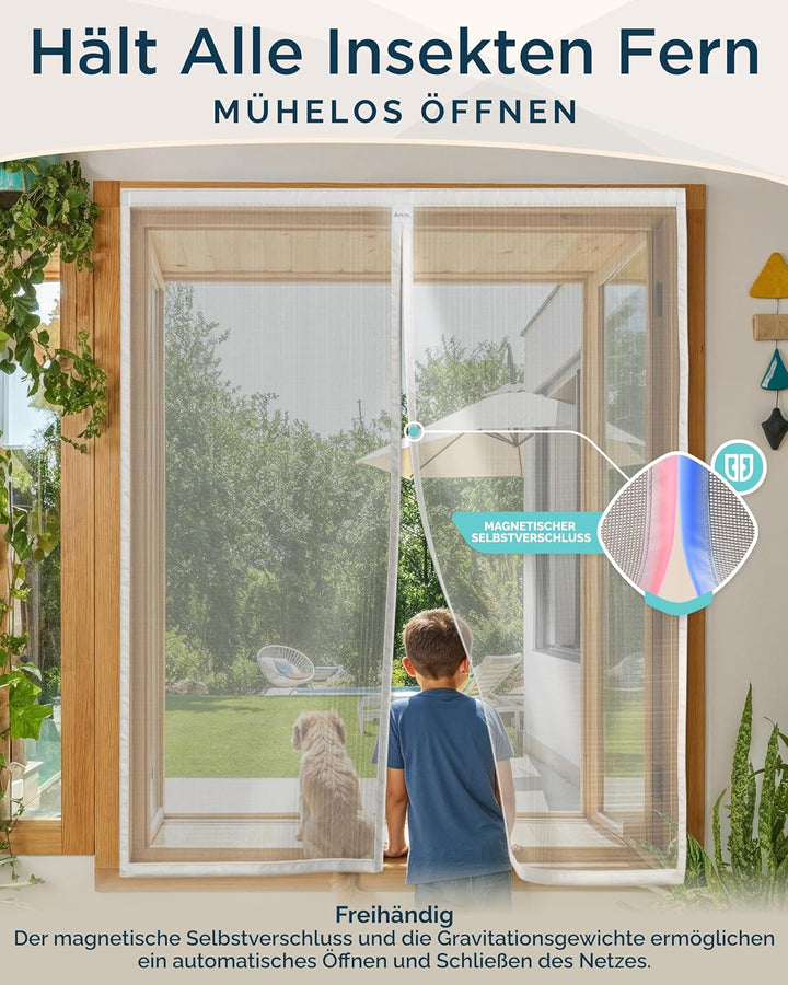ARCOL Fliegengitter Fenster Magnet 100x150 cm aus Fiberglas – Schluss mit Mücken in 3 Min, Ultrafein