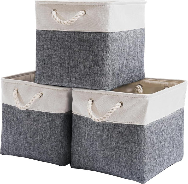 Mangata Aufbewahrungsbox Stoff,(25x25x25cm) Aufbewahrungskorb, Korbe Stoff in Würfel für Schrank, Re