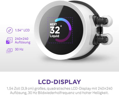 NZXT Kraken 280 RGB - RL-KR280-W1-280mm AIO CPU Wasserkühlung - 1,54" LCD Display 240x240-2x140mm RG