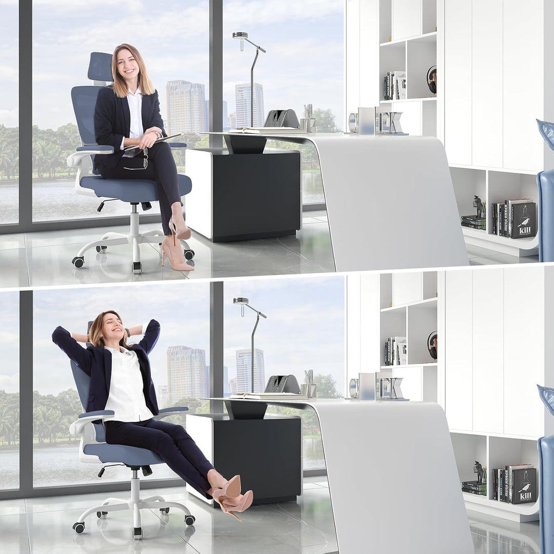 naspaluro Bürostuhl, Bürostuhl Ergonomisch mit Verstellbarer Kopfstütze, Armlehnen, Dynamischer Lord