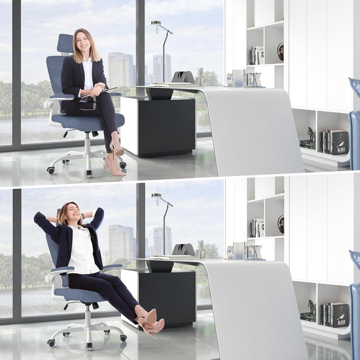 naspaluro Bürostuhl, Bürostuhl Ergonomisch mit Verstellbarer Kopfstütze, Armlehnen, Dynamischer Lord