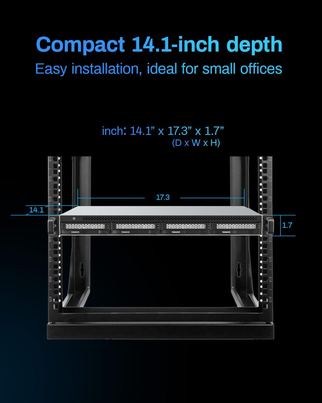 TERRAMASTER U4-500 NAS Speicher - 4Bay Core i3 1215U Ultra-Short 1U Rackmount NAS, 8GB DDR5 RAM, Dua