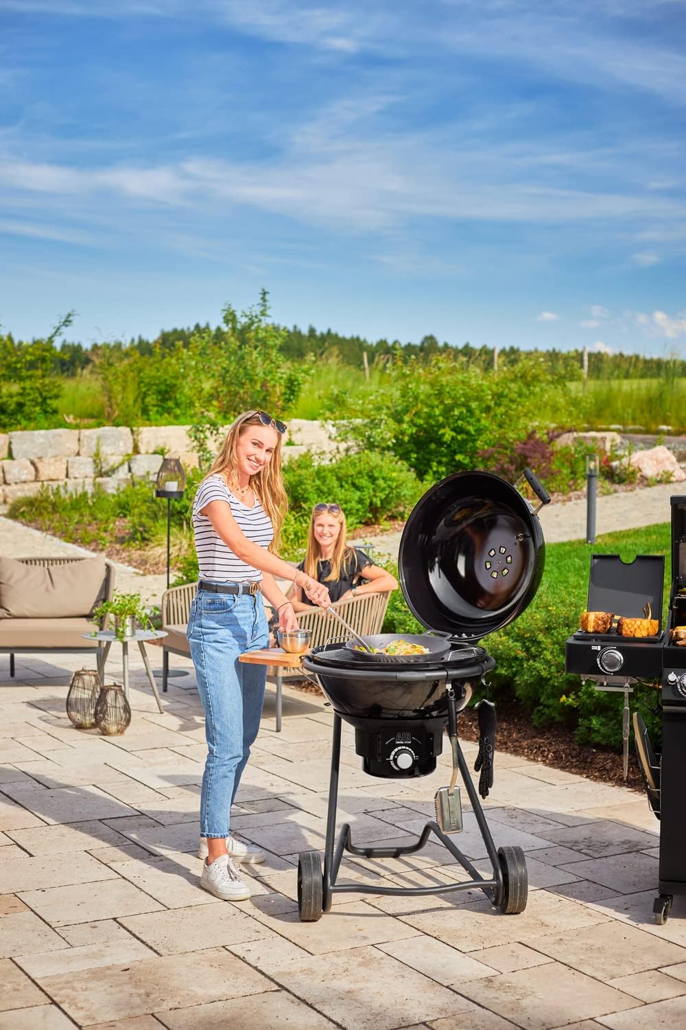 RÖSLE BBQ-Woklöffel, Hochwertiger Löffel mit Silikonrand und Rundgriff, Edelstahl 18/10, spülmaschin