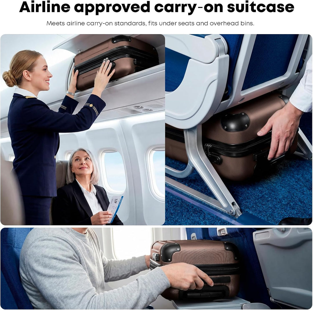 Kabinenkoffer mit abnehmbaren Rädern, S Koffer Suitcase Braun, Trolley Reisekoffer, Rollkoffer Handg