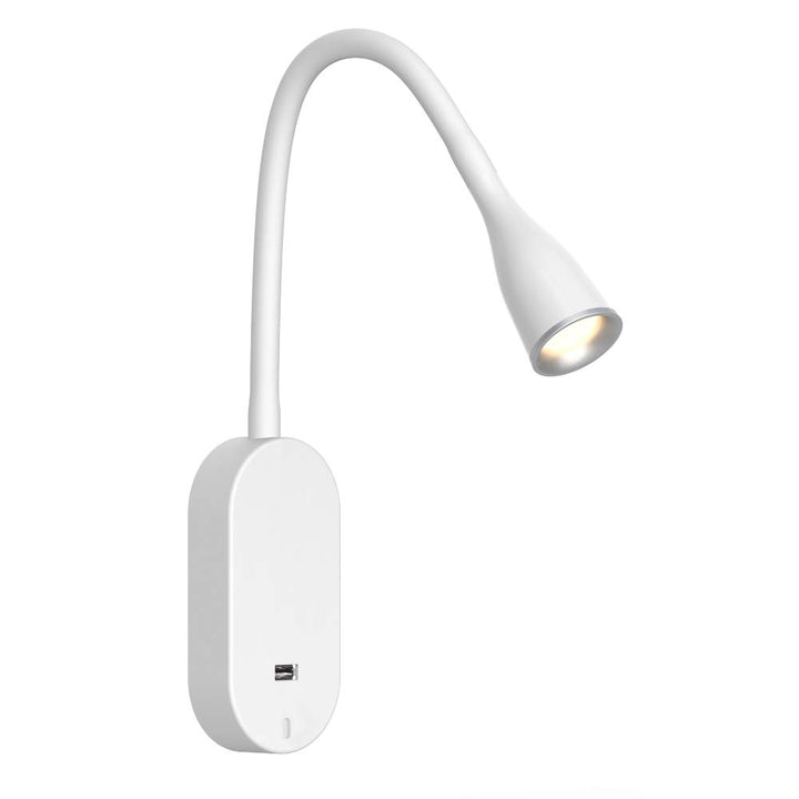 LED Bettleuchte 'Tulipano II' 4.5W Leseleuchte USB Bettlampe Aufladestation, Farbe:Weiss, Weiss