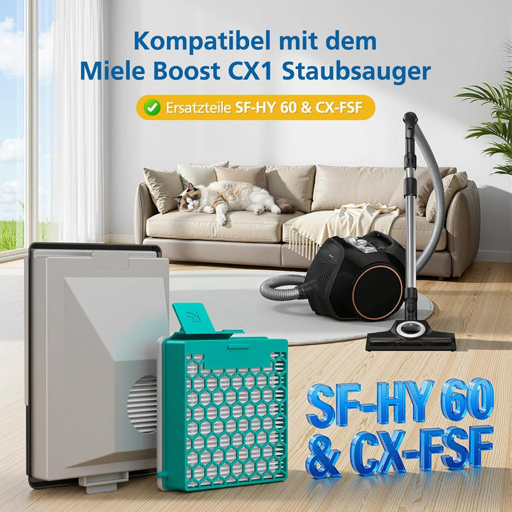 CX1 Ersatzfilter Kompatibel mit dem Miele Boost CX1 Allergy Active Staubsauger, Ersetzt SF-HY 60 & C