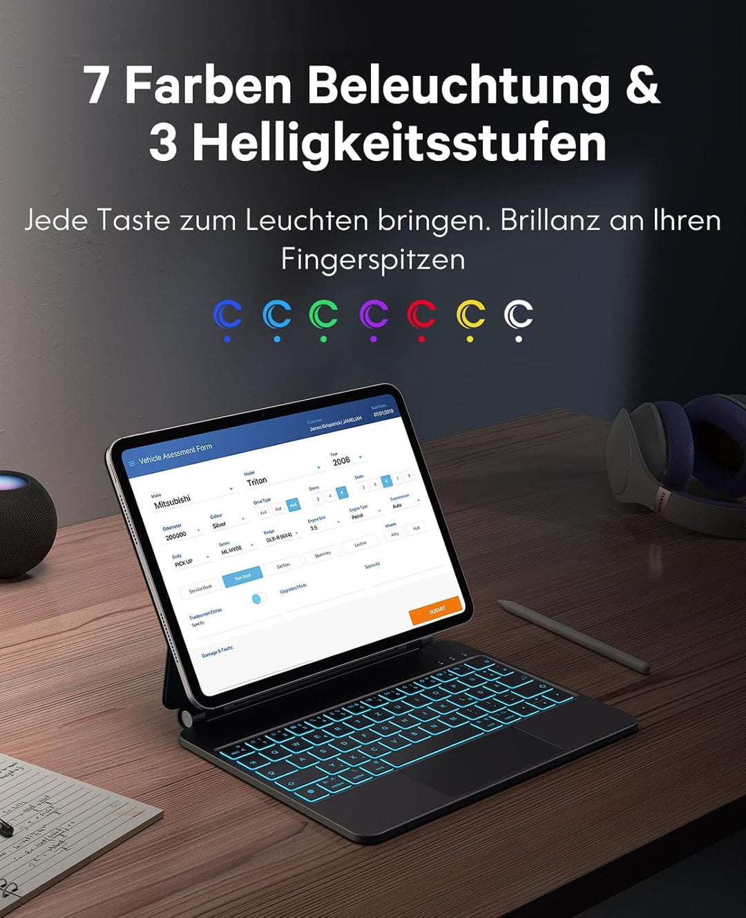 Earto Magic Keyboard Nur für iPad Pro 11 M4 2024, Freischwebendes Stand Tastatur Hülle mit Trackpad