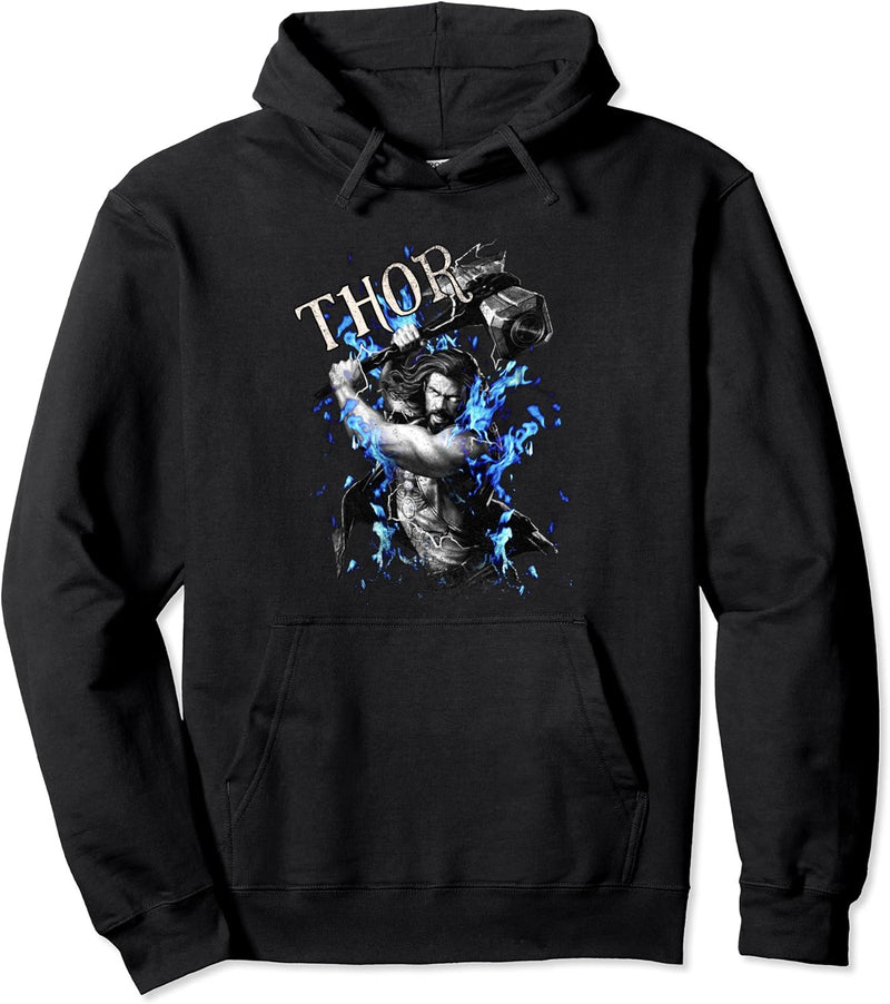 Marvel Thor: Love and Thunder Thor Black and White Color Pop Pullover Hoodie