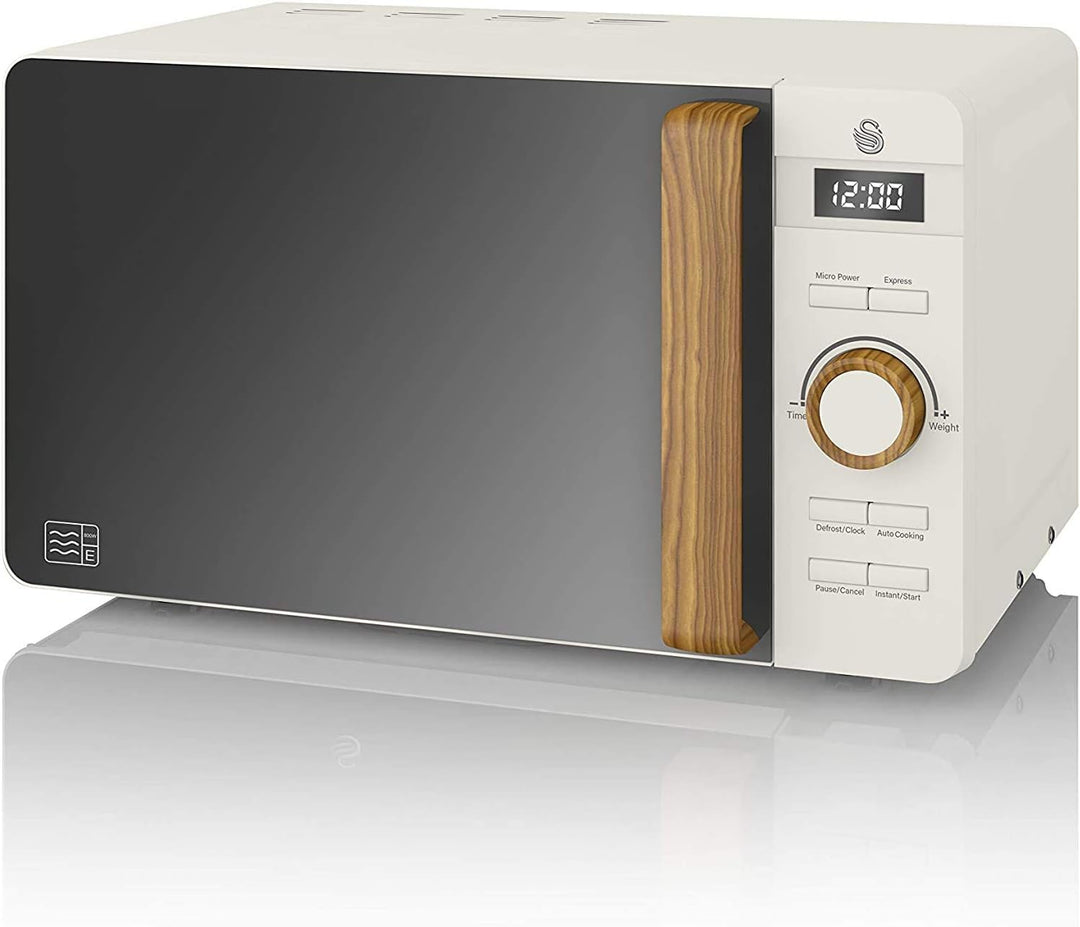 Swan Nordic 20 L digitaler Mikrowellenherd, 6 Leistungsstufen, 800 W Leistung, 30-Minuten-Timer, ein