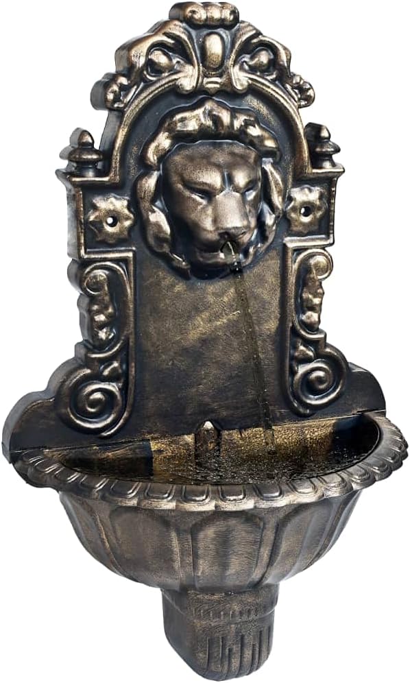 vidaXL Wandbrunnen mit Wasserpumpe Löwenkopf Design Zimmerbrunnen Wasserspiel Dekobrunnen Springbrun
