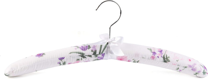 Amber Home 10 Stück 43cm Bedrucken Weiss Kleiderbügel aus Satin, Weiche Seide Aufhänger für T-Shirt