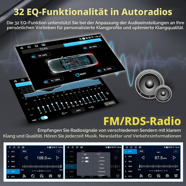 [4G+64G] Inefala Android 15 Autoradio für Audi A3 S3 RS3 8P 2003-2012 mit Wireless Carplay Android,