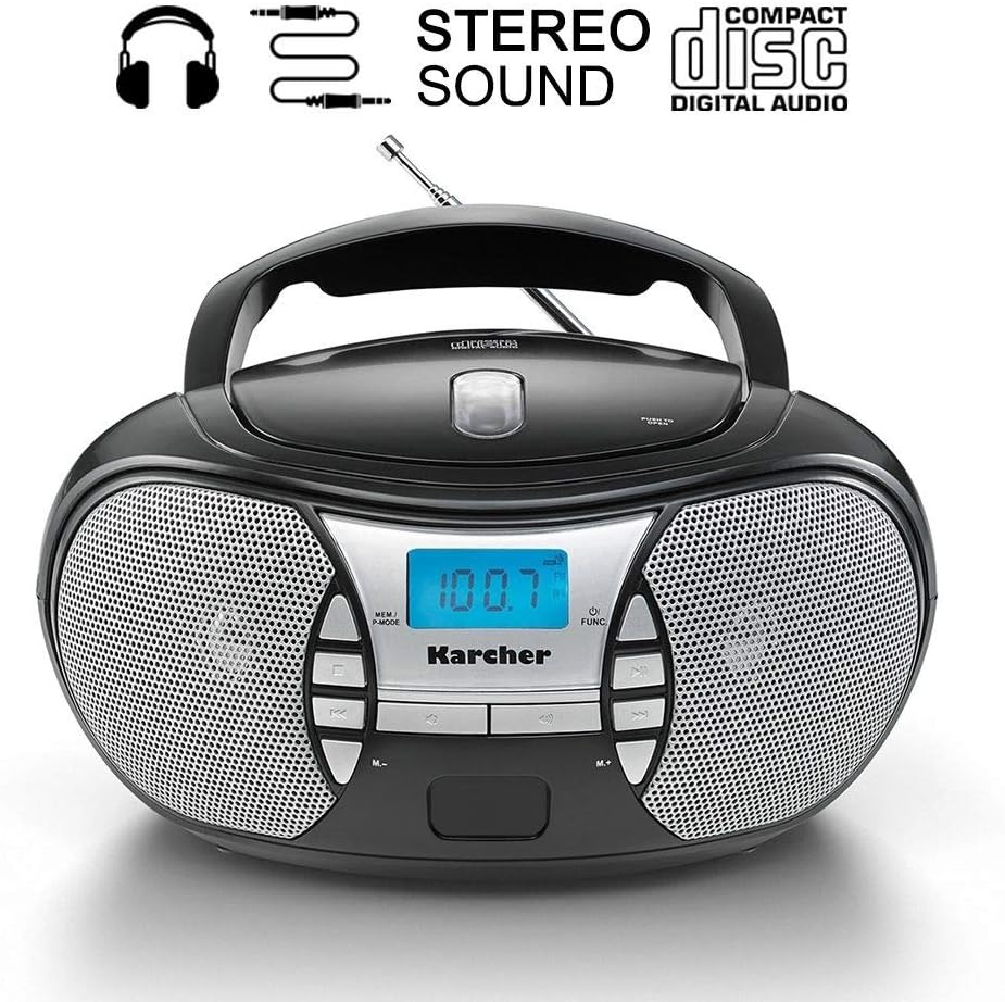 KARCHER RR 5025-B tragbares Radio, CD-Player mit Netz-und Batteriebetrieb, UKW-Radio mit AUX-Anschlu