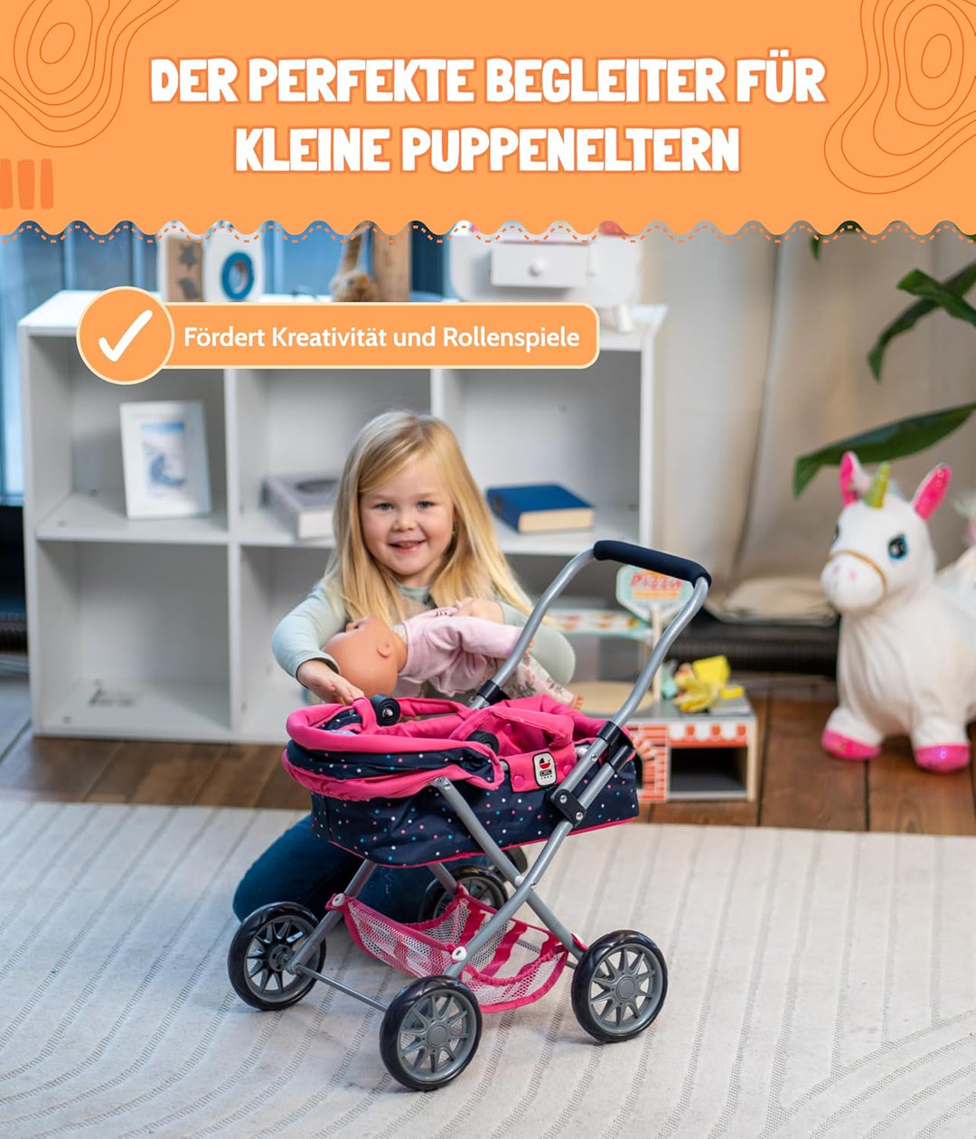 Bayer Chic 2000 - Puppenwagen Smarty, Kleiner Kinderpuppenwagen für Kinder ab 2 Jahren, Spielzeugkin