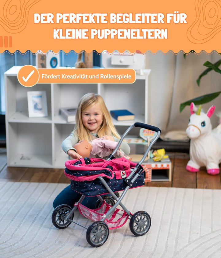 Bayer Chic 2000 - Puppenwagen Smarty, Kleiner Kinderpuppenwagen für Kinder ab 2 Jahren, Spielzeugkin
