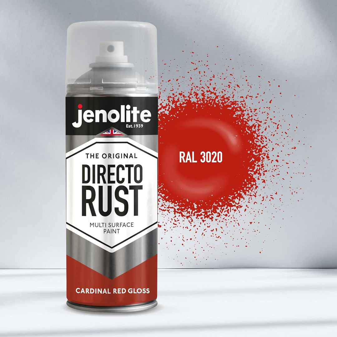 JENOLITE Directorust Glanzfarbe | KARDINALSROT | Sprühfarbe für mehrere Oberflächen | Holz, Metall,