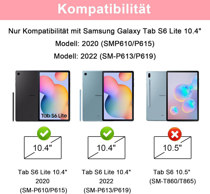 LAMA Samsung Galaxy Tab S6 Lite Hülle mit Tastatur, Kabellose Tastatur Hülle für Tab S6 Lite 10,4“ 2