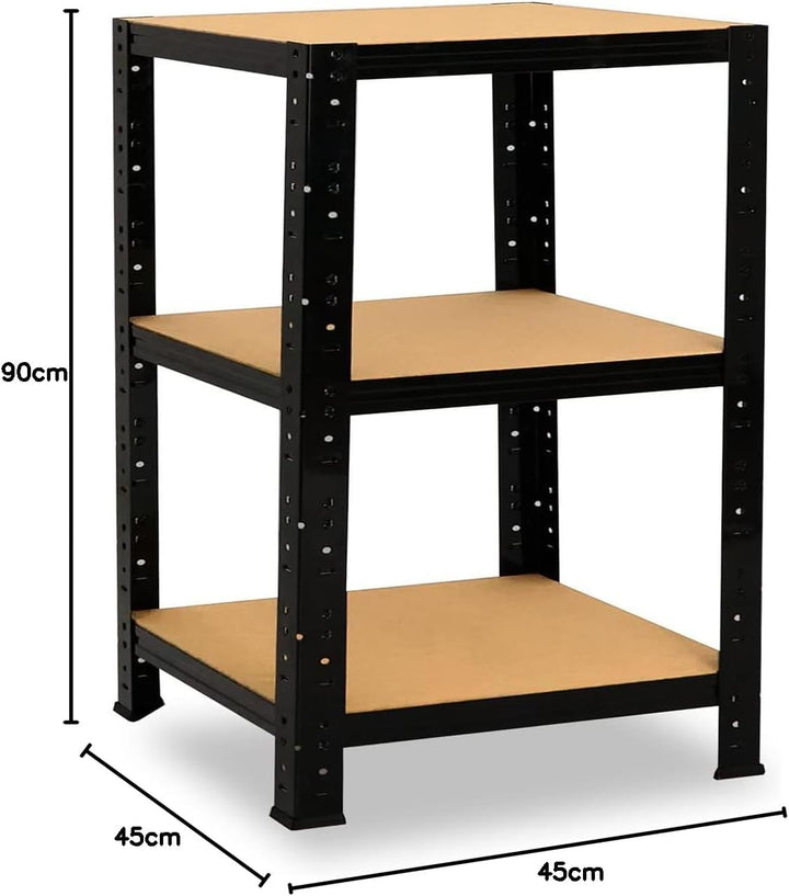 shelfplaza® 90x45x45cm Black Schwerlastregal schwarz/Metallregal schwarz 3 Böden à 175kg Tragkraft/L