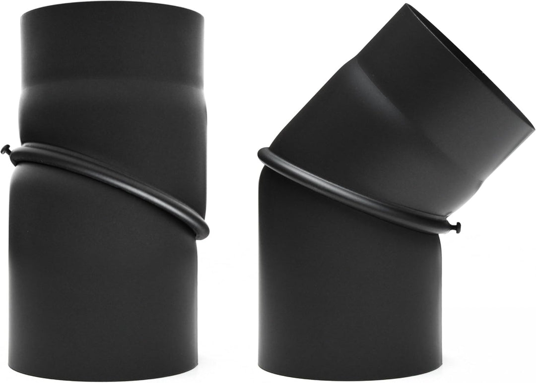 raik Rauchrohrbogen/Ofenrohrbogen 0-45° drehbar 2-teilig 120 mm Durchmesser ohne Reinigungsöffnung S