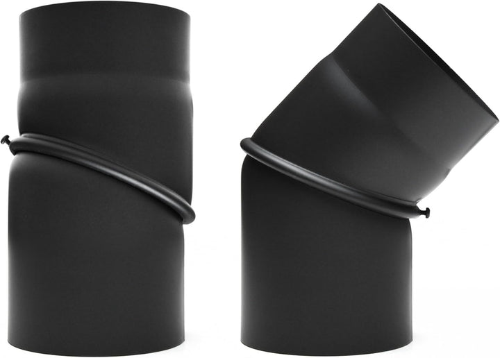 raik Rauchrohrbogen/Ofenrohrbogen 0-45° drehbar 2-teilig 120 mm Durchmesser ohne Reinigungsöffnung S