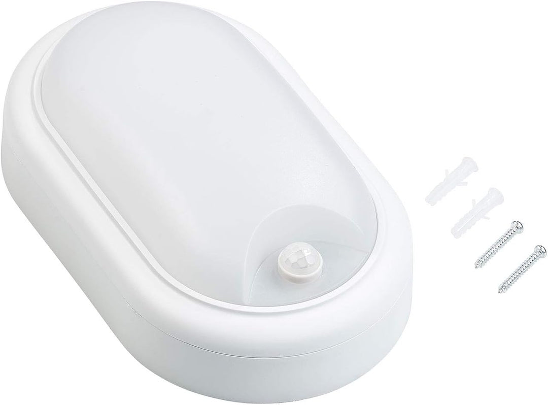 Luminea LED Kellerleuchte: LED-Feuchtraumleuchte, Bewegungssensor, 1.050 lm, 15 W, IP44, IK08 (Kelle