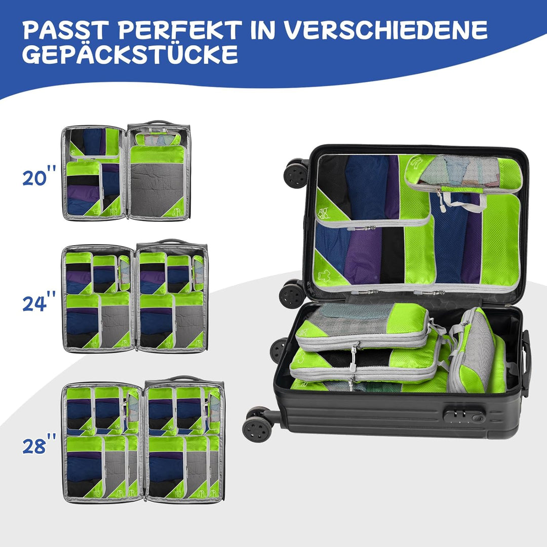 5-teilig Kompressions Packwürfel Set für Reisen, Compression Packing Cube zur Organisation Ihres Rei