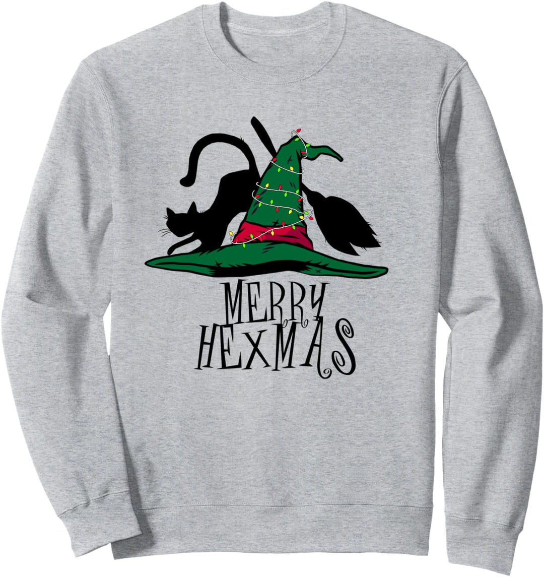 MERRY HEXMAS Hexenhut Besen Katze Okkult Meme Sweatshirt