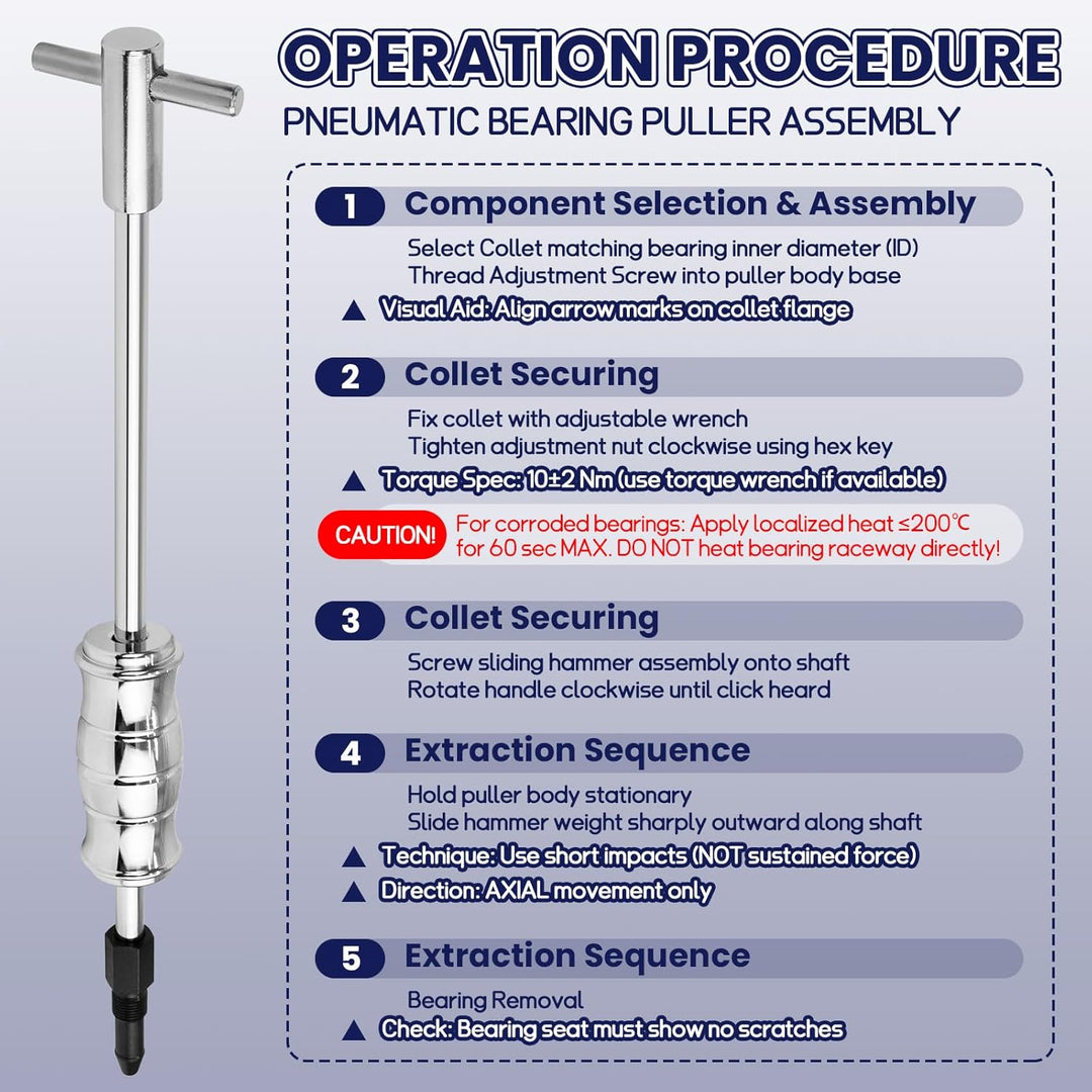 Upgrade Lagerabzieher, Innenlager Abzieher Set mit Gleithammer & Zweiarm, Gleithammer Abzieher mit 8