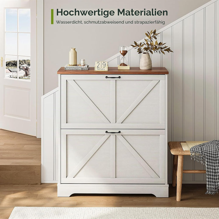 Smart FENDEE Schuhschrank, Schuhschrank für den Eingangsbereich, mit 2 Klappschubladen, schmaler Bau
