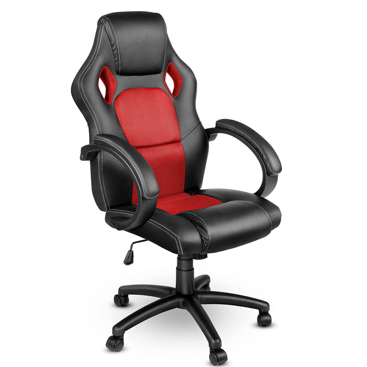 TRESKO Racing Chefsessel Bürostuhl Drehstuhl 14 Farbvarianten, gepolsterte Armlehnen, Wippmechanik,