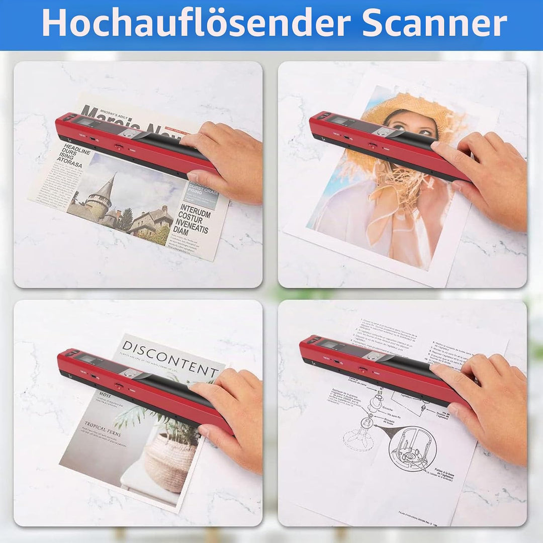 A4 Photo Mobile Scanner Tragbarer 900 DPI -Dokumentscanner mit Erweiterbarem Speicher für den Täglic